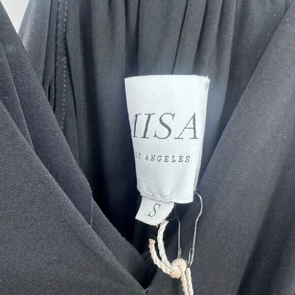 MISA Los Angeles Domino V-Neck Knot Front Maxi Dress in Black Size S NWT - Picture 10 of 10